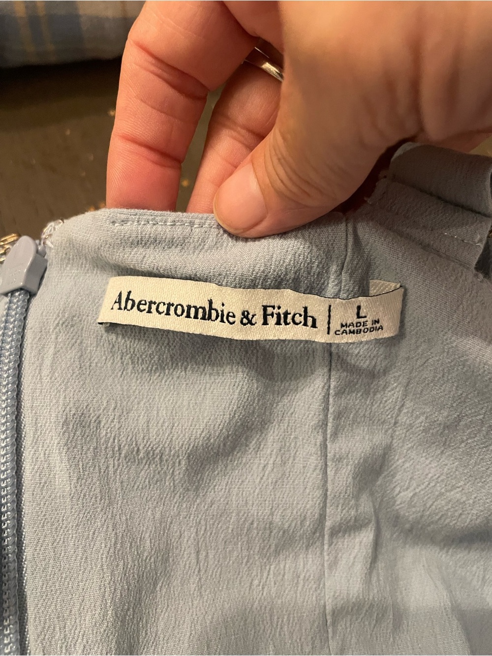 Abercrombie & Fitch Mila Midi Dress L Blue Cotton Square neck A Line - Picture 8 of 8